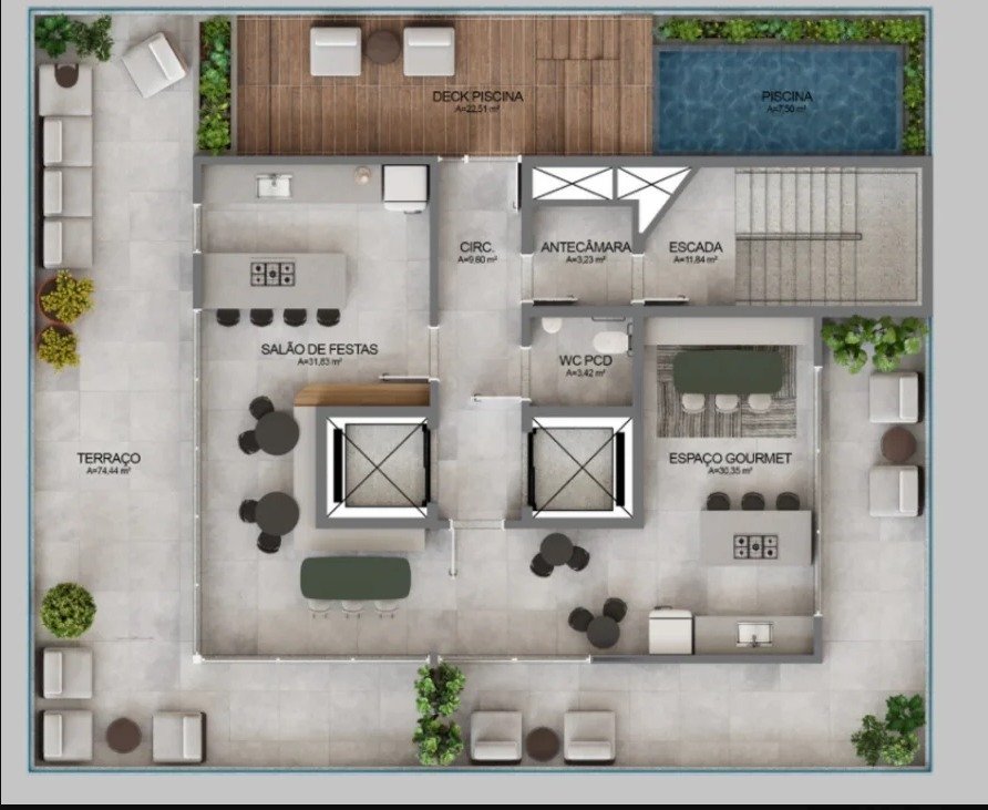 Studio de 20,33 m² com sacada no Centro de Florianópolis | Easy Studios 107