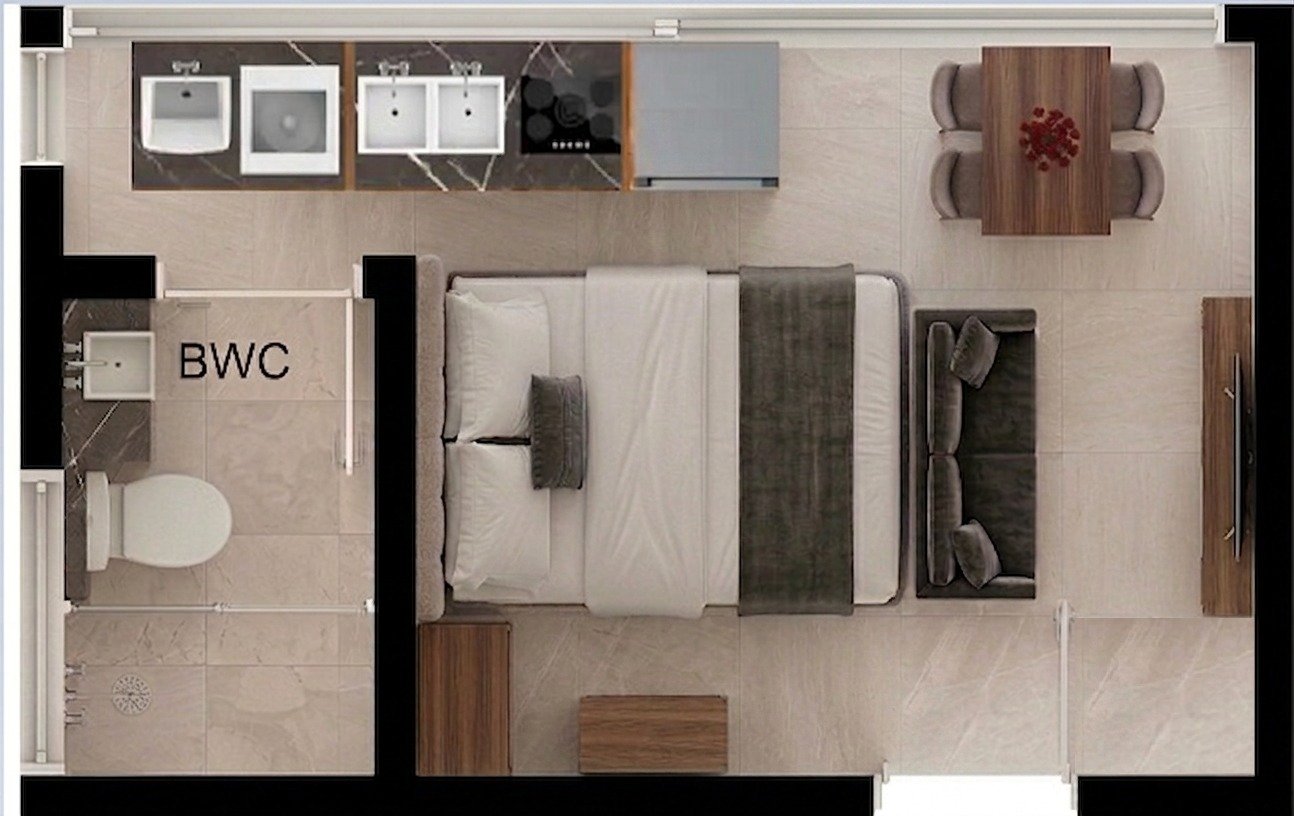 Studio de 20,33 m² com sacada no Centro de Florianópolis | Easy Studios 107